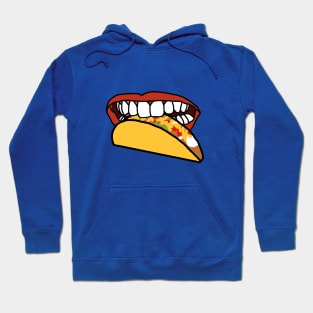 Food For Mouth With Red Lips and White Teeth Eating Taco Hoodie